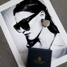 Load image into Gallery viewer, Teuila Fatupaito Mirror Luxe Studs in 18k gold plated stainless steel, front view showing sleek mirror finish