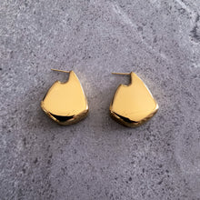 Load image into Gallery viewer, Teuila Fatupaito Mirror Luxe Studs in 18k gold plated stainless steel, side angle view showing modern design