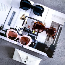 Load image into Gallery viewer, Teuila Fatupaito Honeyz sunglasses, front view showing 1940s-inspired polygon frames with cat eye edge