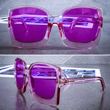Load image into Gallery viewer, Teuila Fatupaito Boulevard sunglasses, side angle view showing the distinctive purple frame profile and temple design