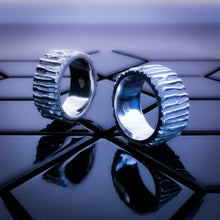 Load image into Gallery viewer, Angled view of two of Teuila Fatupaito Jagged Edge Band Rings