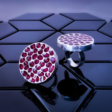 Load image into Gallery viewer, Angled view of Teuila Fatupaito Coral Red Ring showcasing the craftsmanship where the coral meets the sterling silver setting