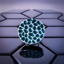 Load image into Gallery viewer, Side profile of Teuila Fatupaito Coral Green Ring displaying band thickness and setting height