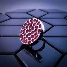 Load image into Gallery viewer, Close-up of Teuila Fatupaito Coral Red Ring highlighting the natural texture and color variations in the coral material