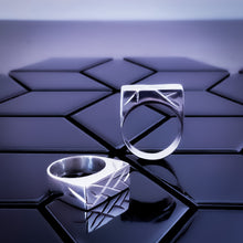 Load image into Gallery viewer, Close-up of Teuila Fatupaito Fractured Rec Ring highlighting the intricate fractured texture and light-reflecting surfaces