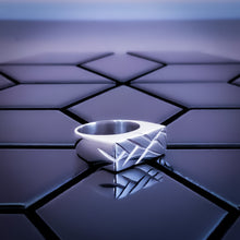 Load image into Gallery viewer, Teuila Fatupaito Fractured Rec Ring featuring unique rectangular design with textured fractured surface in sterling silver
