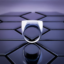 Load image into Gallery viewer, Teuila Fatupaito Geo Hex 95 Silver ring handmade in New Zealand side view