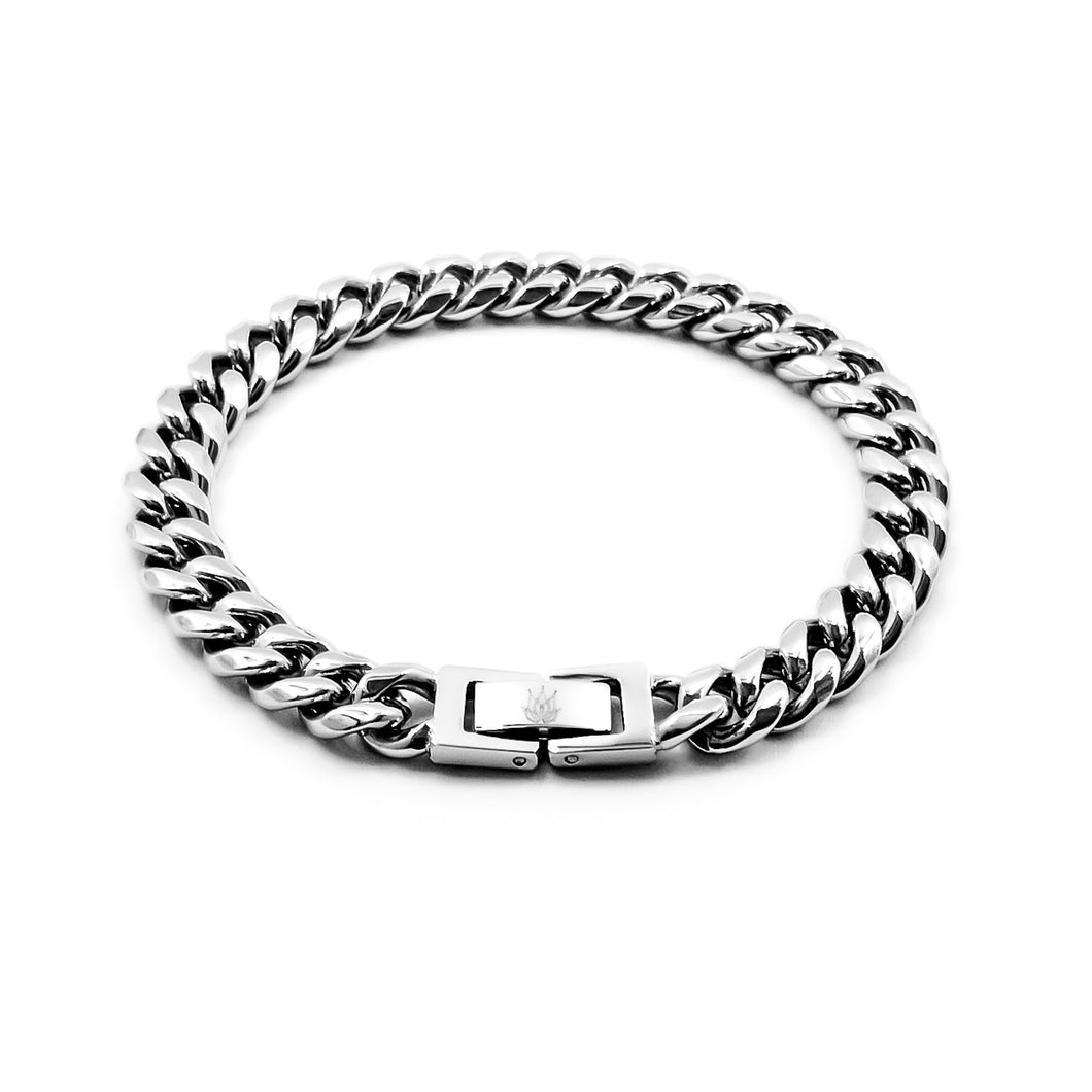 8mm Silver Cuban Link Bracelet