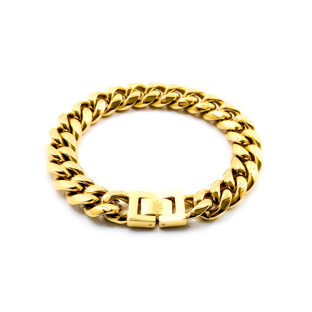 12mm Gold Cuban Link Chain Bracelet