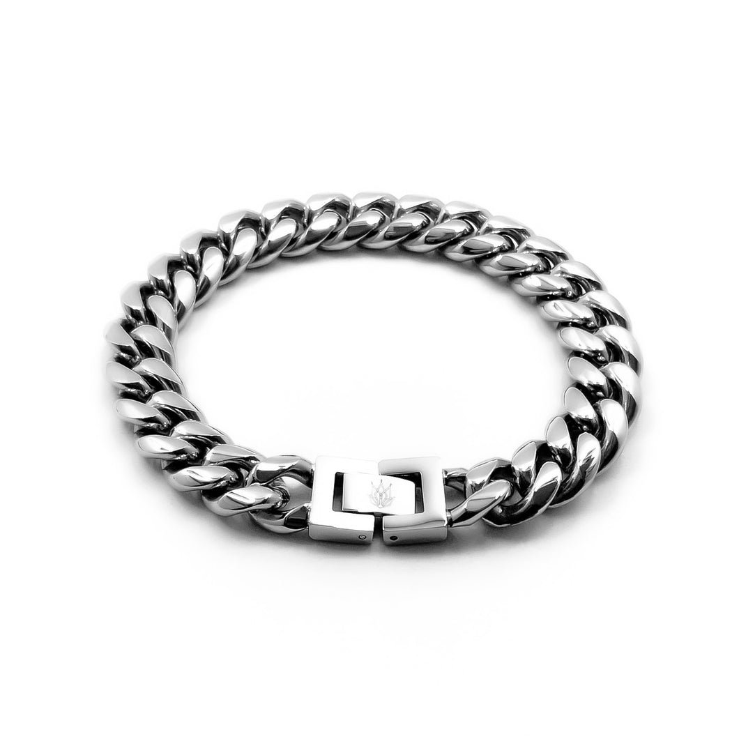 12mm Silver Cuban Link Bracelet