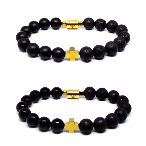 Teuila Fatupaito good vibes bracelet, golden hematite, black lava and black hematite