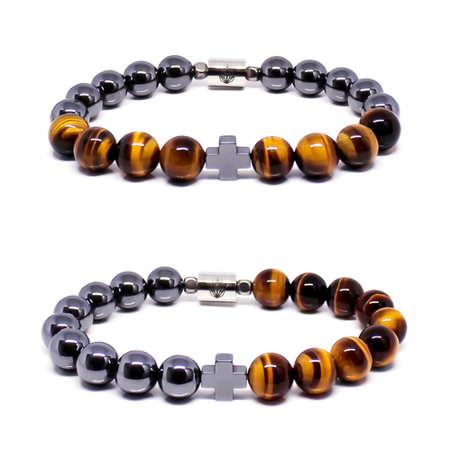 Teuila Fatupaito good vibes bracelets, silver hematite and yellow tigers eye